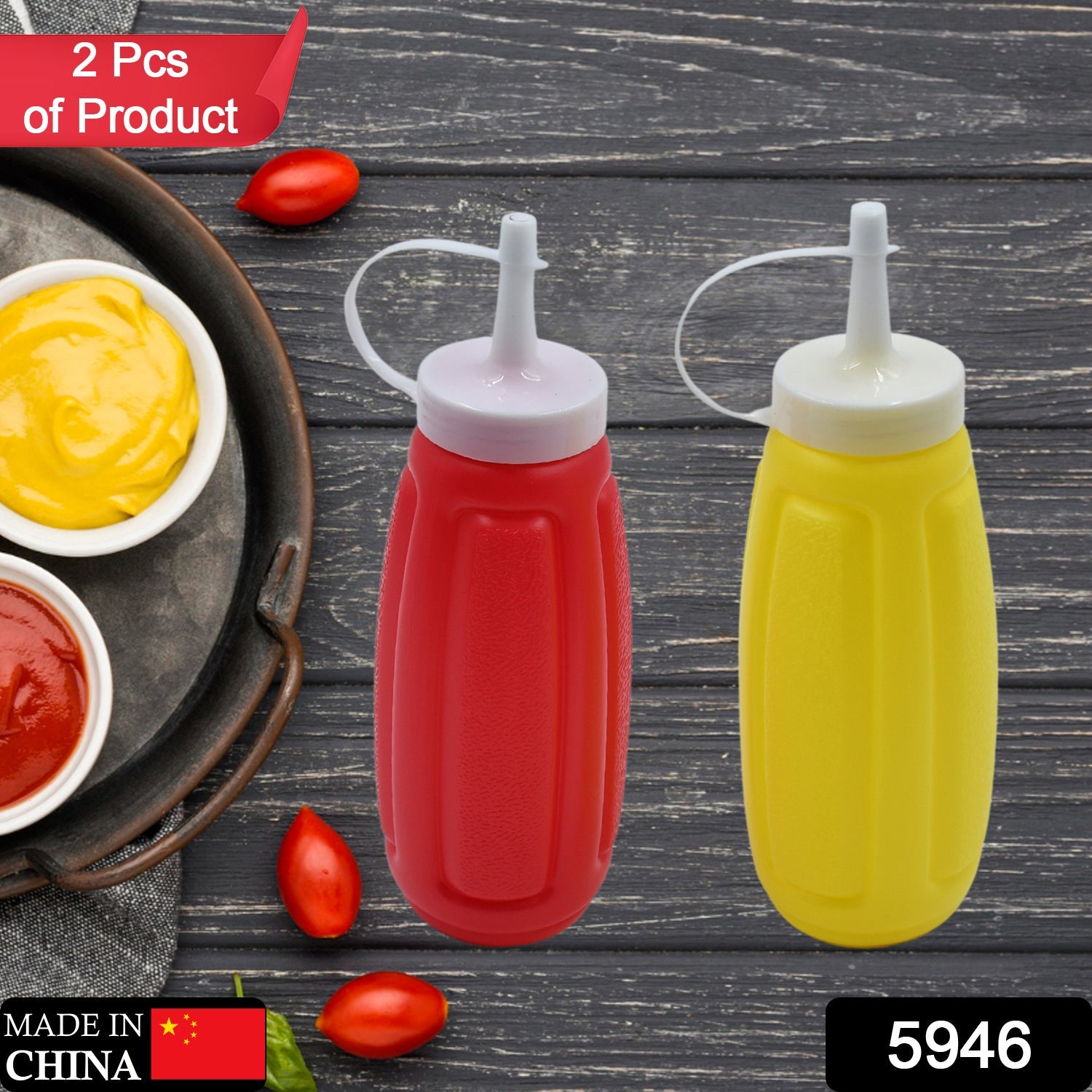 5946 Plastic Squeeze Bottle Ketchup Mustard Honey Sauce Dispenser Bottle ( 2 Pc Set ) 5946 Plastic Squeeze Bottle Ketchup Mustard Honey Sauce Dispenser Bottle ( 2 Pc Set )